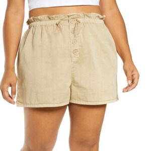 NWOT BP Women's Paperbag Waist Drawcord Twill Shorts 3X